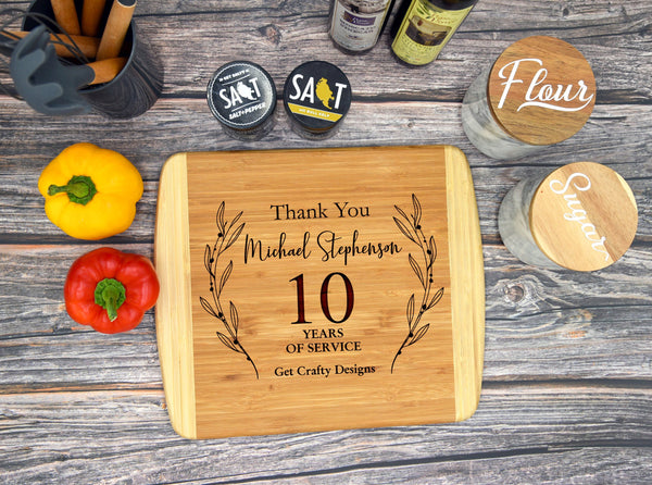 Large Bamboo Cutting Board with Silicone Grip - Laser-Engraved  Personalization Available