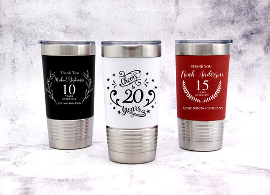 Personalized Work Anniversary Gift, 20oz Polar Camel Tumbler with Silicone Grip, Custom Work Anniversary Gift Idea, Employee Gift Idea