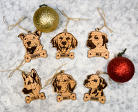 Laser Cut Dog Christmas Ornaments