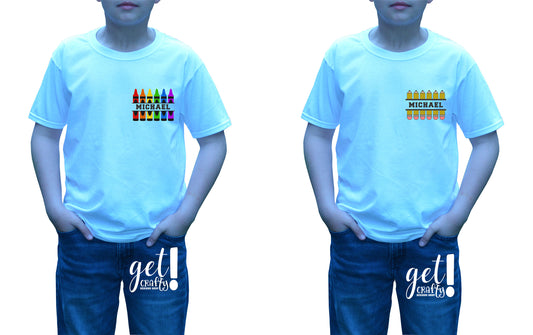 Personalized Pencils Crayons Boy's Crew Neck T-Shirt