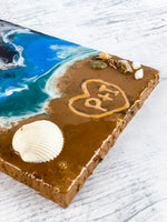 Initials in the Sand Beach Epoxy Resin Wood Home Decor