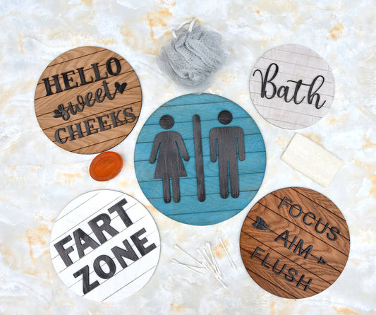 Wood Bathroom Wall Décor, 3D Wood Bathroom Signs, Potty People Sign, Funny Toilet Sign, Fart Zone Sign, Wood Bath Sign, Funny Bathroom Sign
