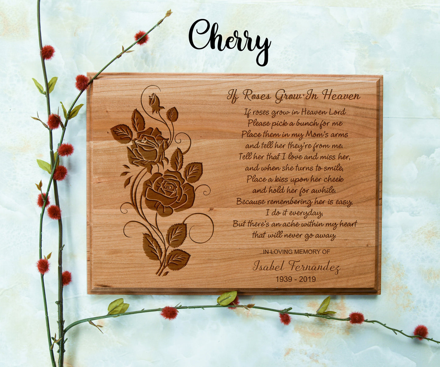 Personalized If Roses Grow in Heaven Memorial Plaque