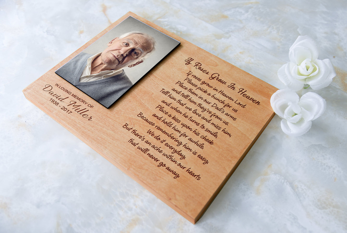 If Roses Grow In Heaven Personalized Memorial Wood Canvas