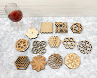 Laser Engraved & Cut Wood Coasters