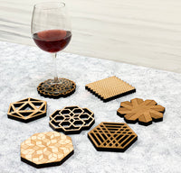 Laser Engraved & Cut Wood Coasters