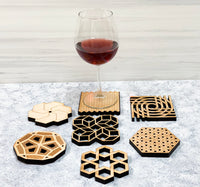 Laser Engraved & Cut Wood Coasters