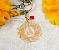 Flower Initial Acrylic Keychain