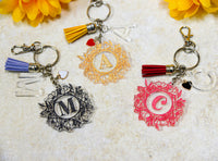 Flower Initial Acrylic Keychain