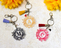 Flower Initial Acrylic Keychain