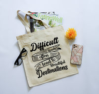 Canvas Tote Bag with Self Empowerment Quotes