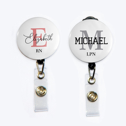 Personalized Button Badge Reel, Personalized Retractable Badge Holder, Custom ID Badge Reel, Nurse ID Badge Reel, Custom Retractable Badge