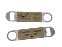 Wedding Favor Stainless Steel with Leatherette Bottle Opener