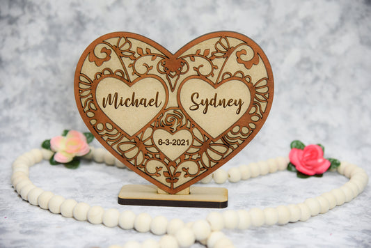Personalized Tabletop Heart, Valentine's Day Gift Idea, Anniversary Gift Idea, Customized Valentine's Day Gift Idea, Couple Heart with Names