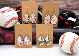 Wood Baseball Mom Earrings