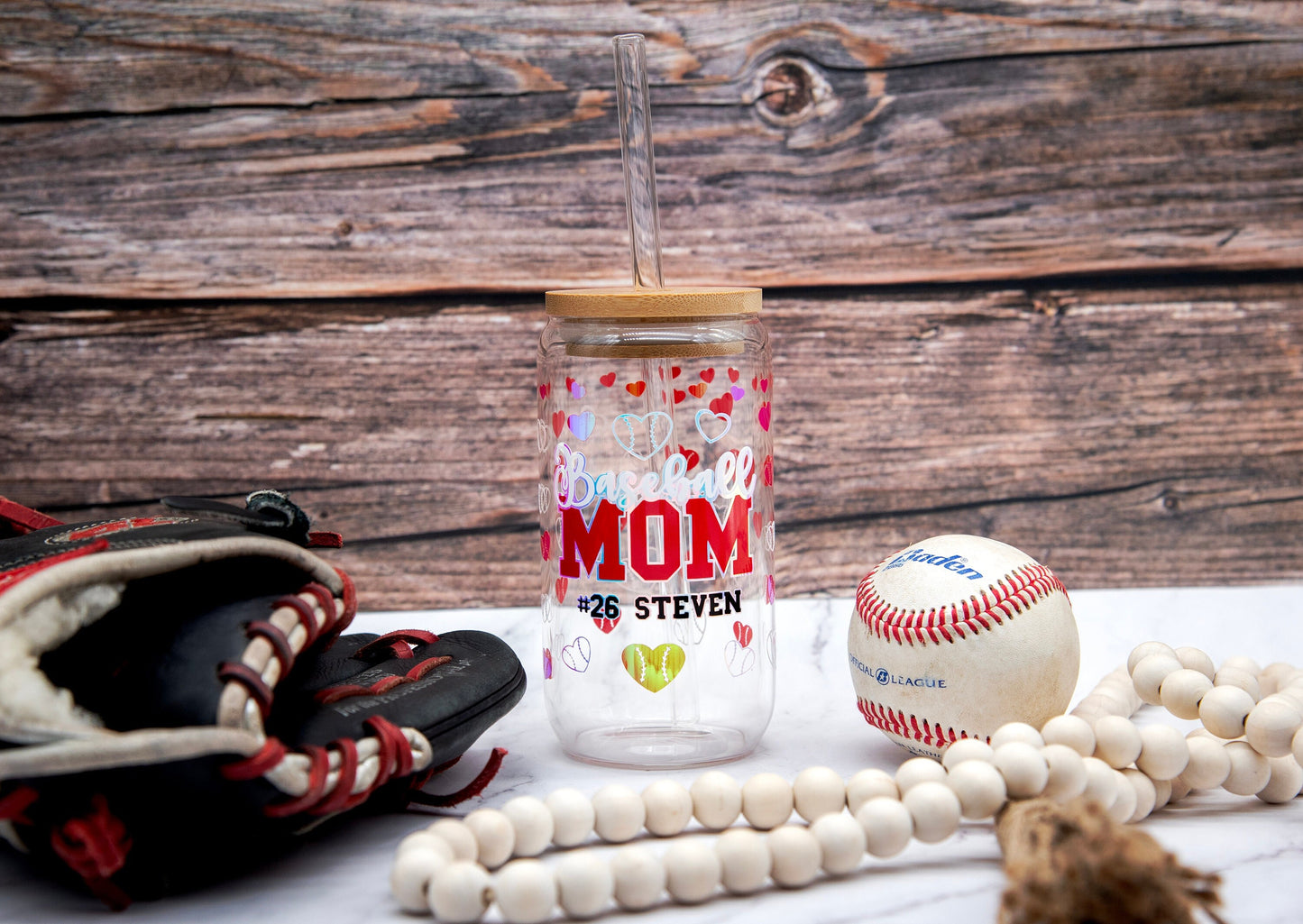 Personalized Baseball Glass Can, Baseball Beer Can, 16oz Baseball Glass Can, 20oz Baseball Soda Can, 24oz Baseball Can, Coffee Glass Can